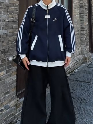 条纹拼接棒球服外套 #条纹拼接棒球服外套#棒球服外套#外套分享#穿搭分享