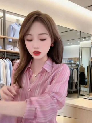 设计感时尚减龄粉色竖条纹衬衫女2025秋季新款洋气氛围感显瘦衬衣#好物推荐🔥 #爆款热卖中 #双十一 #大数据推荐给有需要的人 #抖音小助手