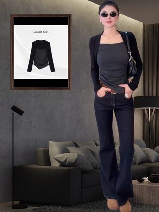 #时尚穿搭 #巨显身材 楚楚君Laugh girl【气质担当】不规则撞色收腰假两件上衣CL531283J#谁穿谁好看系列