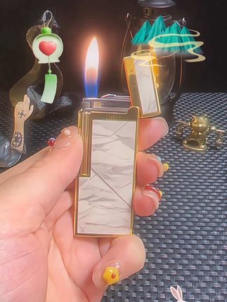 新款纤薄砂轮朗声侧滑创意窄机金属时尚大理石工艺打火机#送男友的打火机推荐 #情感共鸣 #超便宜超划算 #无限回购的宝藏单品