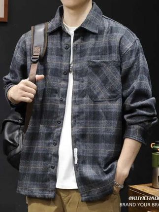Cebrodz日系格子衬衫男士衬衣长袖潮牌外套男春季2025新款