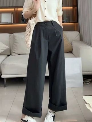 2025早秋季新款女装立体剪裁长裤阔腿裤直筒休闲裤子女#显瘦#简约#宽松#百搭#休闲