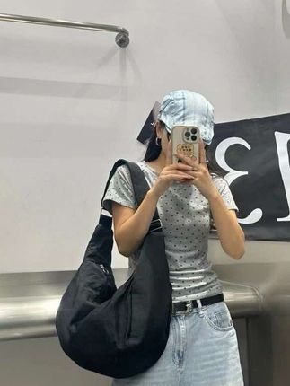 韩版慵懒风碎花豹纹小众通勤大容量单肩包斜挎韩系尼龙帆布包女士#今日穿搭 #休闲百搭