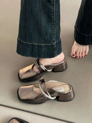 #一脚蹬 #包头半拖单鞋 #粗跟单鞋 #脚宽脚胖都可以 #玛丽珍女鞋