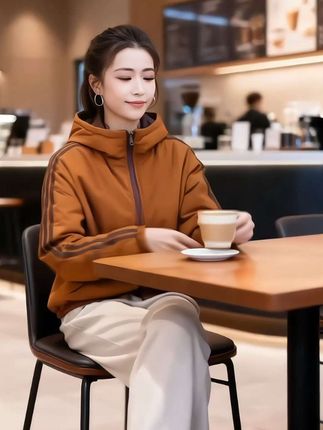 秋冬新款时尚撞色双面穿,休闲百搭显瘦,连帽棉服外套女#休闲棉衣外套 #高级感穿搭 。