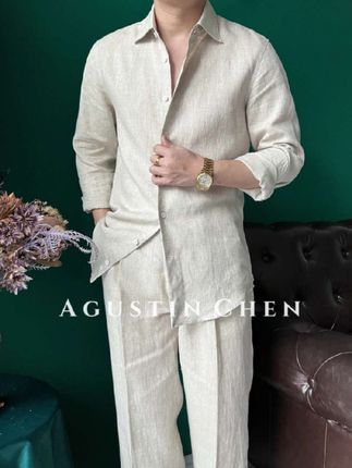 Agustin_Chen 意式那不勒斯【100%亚麻】男士修身套装慵懒老钱风#时尚气质穿搭 #时尚感穿搭 #男士套装 #男士套装搭配 #每天穿搭分享喜欢美衣请关注我