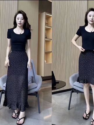 时尚显瘦遮胯a字裙荷叶边半身裙女2025夏季新款洋气高腰女神短裙#概要半身裙#显瘦半身裙#洋气短裙#时尚半身裙#夏季新款