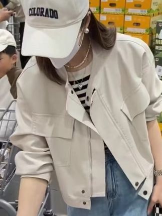 新款 休闲小皮衣 外套女 宽松显瘦机车时尚短款洋气百搭#女装 #简约穿搭 #外套穿搭 #欧韩穿搭#显高显瘦