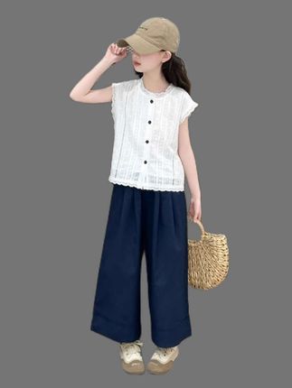 #童装 #女童夏季套装 #女童穿搭 #女童阔腿裤套装 #女童短袖套装