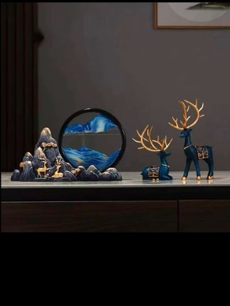 对鹿假山客厅电视柜玄关鹿摆件家居装饰品新居礼物客厅摆件麋鹿装#鹿摆件