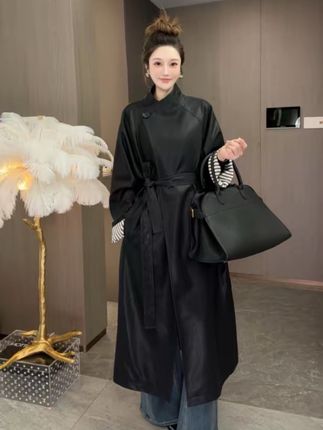 2025秋新款廓形咖啡糖风衣褶皱肌理皮衣外套#分享 #皮衣搭配 #高级感穿搭 #气场全开 #韩系