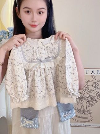 女童打底裤秋装2025新款儿童洋气碎花蝴蝶结娃娃衫衬衣两件套潮#童装上新 #高品质童装 #甜美穿搭 #百搭上衣 #女童穿搭