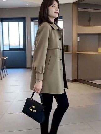#内容启发搜索 #/卡其色风衣女小个子春秋新款2025中长款灯笼袖宽松休闲高级感外套#高级感穿搭 #优雅气质 #时尚气质穿搭