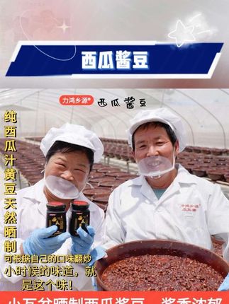 #西瓜酱豆 #河南特产 #天然晒制酱豆 #发酵西瓜酱豆 #酱豆推荐 【大博奶奶专属】河南特产力鸿乡源天然晒制发酵西瓜酱豆