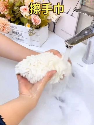 【买一送一加送挂钩】雪尼尔加厚擦手巾家用不掉毛吸水卫生间擦手球#擦手巾 #家用擦手巾 #擦手巾推荐