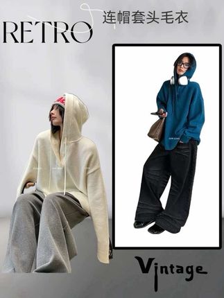 慵懒极简连帽针织套头毛衣 #休闲减龄穿搭 #连帽毛衣 #慵懒风 #穿搭 #时尚