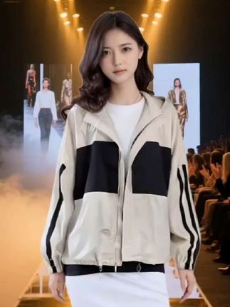 撞色冲锋衣外套女短款2025年春季新款小个子韩版百搭休闲运动上衣