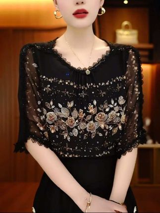 夏季宽松 轻奢雪纺上衣#时尚女装 #时尚洋气百搭 #夏季穿搭 #小衫 #暴汗速净自有奥妙