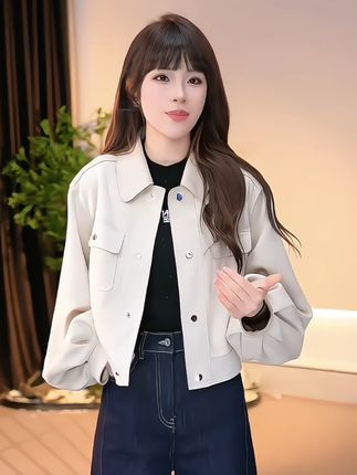 #韩版夹克外套 #复古夹克外套 #翻领外套 #休闲夹克上衣