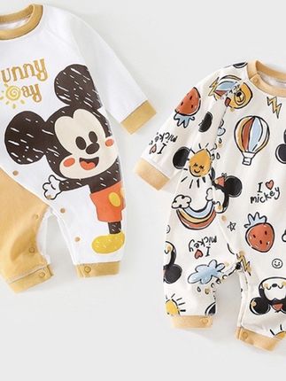 Disney/迪士尼宝宝春秋连体衣a类薄款长袖哈衣0-6月爬服2件装#哈衣 #宝宝连体衣 #连体衣 #爬爬服 #长袖