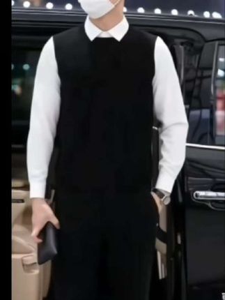 #品质男装#时尚男装#男士休闲套装两件套#男士假两件毛衣十西裤套装#