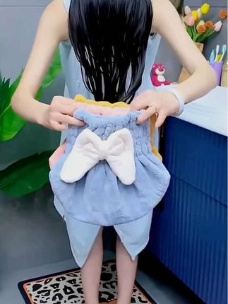 洗完头发再也不用费劲吹了,就用这个#干发帽 包起来,也不挡误干家务,吸水性超好#干发帽吸水速干不伤头发 #干发帽干得快