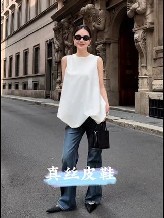 真丝拼皮尖头单鞋!#时尚百搭 #真丝 #穿搭 #气质穿搭 #高级感穿搭 @我要上热门 @抖音创作小助手 @抖音推荐官#
