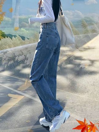 阔腿牛仔裤女直筒牛仔裤#春秋穿搭 #牛仔裤#阔腿裤#牛仔裤#高腰牛仔裤 @DOU+小助手