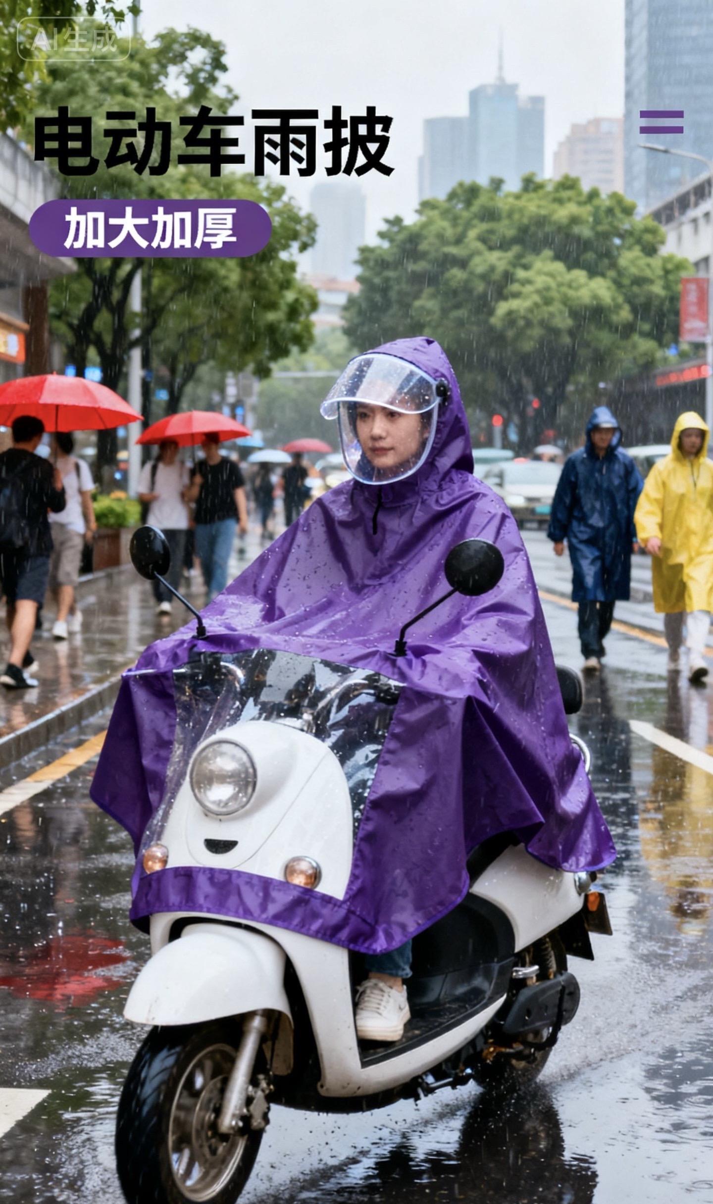 雨天出行好搭档。#好物推荐 #实用好物 #雨天出行 #电动车雨披 #强烈推荐