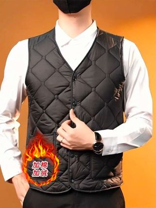 男士马甲新款加绒夹棉加厚爸爸装中老年秋冬马夹内穿外穿保暖背心#男装新款 #只做高品质 #做工精细 #内搭外穿都好看