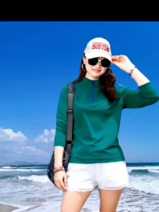 #冰丝长袖上衣 #夏季穿搭 #潮酷穿搭 #海边的风景 #穿出自信穿出美丽