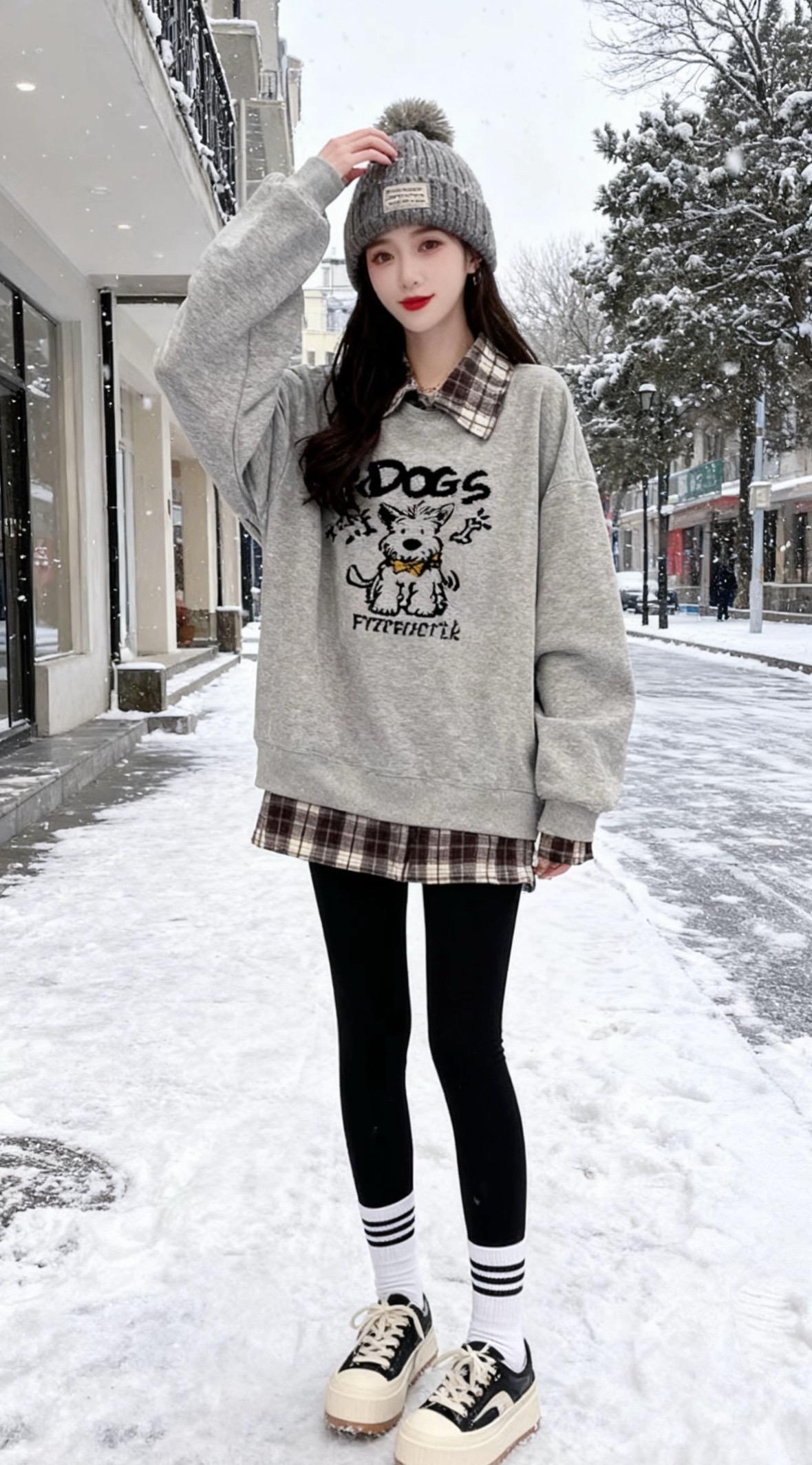 #早秋姐感气质穿搭 #轻松摆脱路人感韩系穿搭 #早秋穿搭显贵法则  #早秋黑白灰穿搭测评 #细节满满的秋冬感设计穿搭秋装的松弛感是这件假两件给的~ 格纹拼接自带层次感,软糯卫衣混着衬衫的随性 配鲨鱼裤+老爹鞋,舒服又藏肉 街角咖啡店的光线刚好,把日常穿成慵懒画报✨