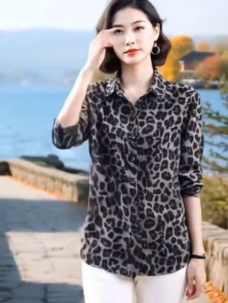中秋抖音旗舰豹纹雪纺衬衫女士宽松2025年春秋时尚新款衬衣大码气质洋气小衫#洋气小衫 #减龄气质 #衬衫#遮肉显瘦 @巨量千川