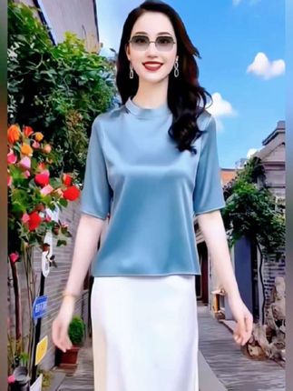 #夏季穿搭 #桑蚕丝五分袖#舒适透气又凉快 #柔软亲肤 #穿出高级感