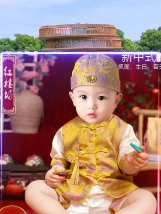 新中式冠衣周岁礼服抓周服喜庆生日宴男宝春夏季新款百天儿童唐装 #真好看 #呆萌可爱 #超萌可爱宝贝 #福娃送福 #可美橱窗好物分享 @D0U十小助手 @创作灵感小助手