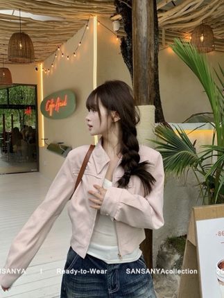 早秋少女RL刺绣慵懒松弛感夹克外套#气质范 #甜系女孩 #性感可爱 #春秋穿搭 #御姐风