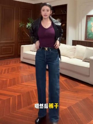 深色皮衣搭配高腰牛仔裤,简约又时髦,日常通勤必备!🖤👖 #时髦穿搭 #高级质感