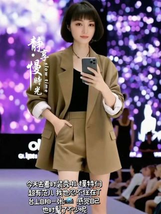 秋天怎么能少了一件西装外套?宽松自然,遮肚子,显瘦,有个性#听说这个手势很难