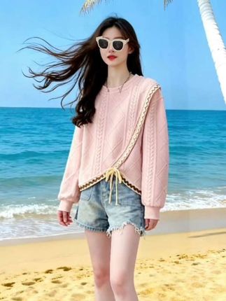 #不规则卫衣#女2025新款春秋季韩版宽松薄款蝴蝶结减龄百搭上衣外套#甜美穿搭 #青春活力 #时尚个性卫衣