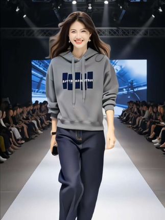 抽绳印花连帽卫衣#秋季2025新款宽松休闲帽衫小个子百搭上衣