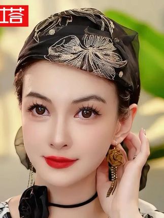 半帽遮白发洋气宽边发箍礼帽#时尚发箍#发箍礼帽#发箍