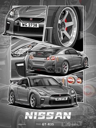 奋斗多年,只为等这台属于自己的 GTR35 这是多少人小时候不敢想的战神#gtr #jdm #gtr35 #汽车绘画 #改装车