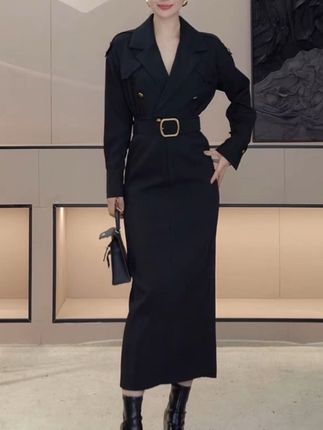 「京京」女装黑色复古中长款设计师轻奢女王气质连衣裙HBZX6 #秋冬都市硬核穿搭 #记录年轻的自己 #女性穿搭 #复古中长款设计师轻奢女王气质连衣裙#无限回购的宝藏单品