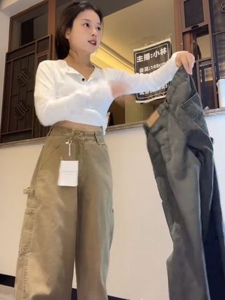 #小个子穿搭 #卡其色裤子 #有质感女装 #阔腿裤😘