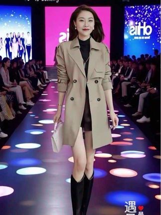 中长款风衣女款爆款加绒加厚新款春秋冬时尚气质宽松显瘦百搭外套#女装穿搭