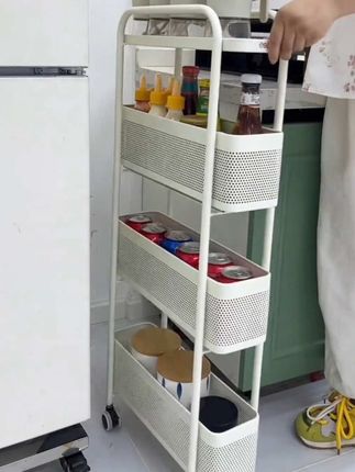 冰箱角角落落就适合这个置物架# 夹缝置物架 #夹缝收纳 #夹缝收纳柜 #好物推荐🔥