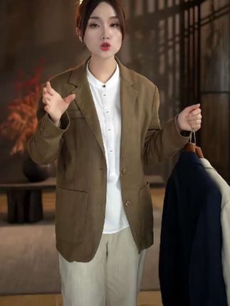 麻尚生活苎麻西装外套男秋季新款老钱风百搭棉麻休闲宽松西服上衣男#品质男装#秋季新款#西装外套#西服#男士西服