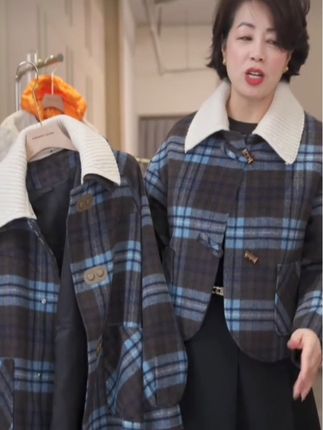 短款毛呢外套#高级感穿搭 #格子外套