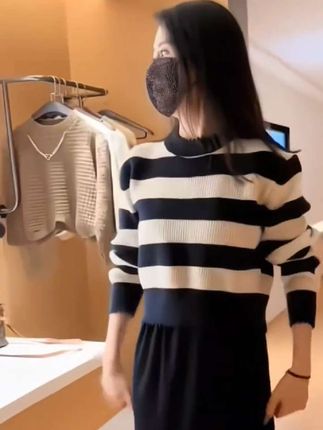 #慵懒风穿搭 #针织毛衣 #条纹毛衣穿搭 条纹毛衣时尚百搭还显瘦#百搭上衣