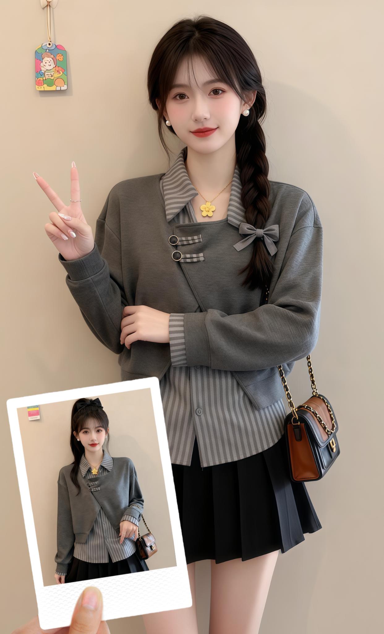❤️设计感假两件显瘦上衣。POLO领勾勒利落颈线,假两件层次藏住拜拜肉,长袖适配微凉天气。显瘦剪裁+软糯面料,日常穿也有精致感。#小个子穿搭 #穿搭 #显瘦穿搭 #大码女装 #我的双11必买清单 @DOU+小助手